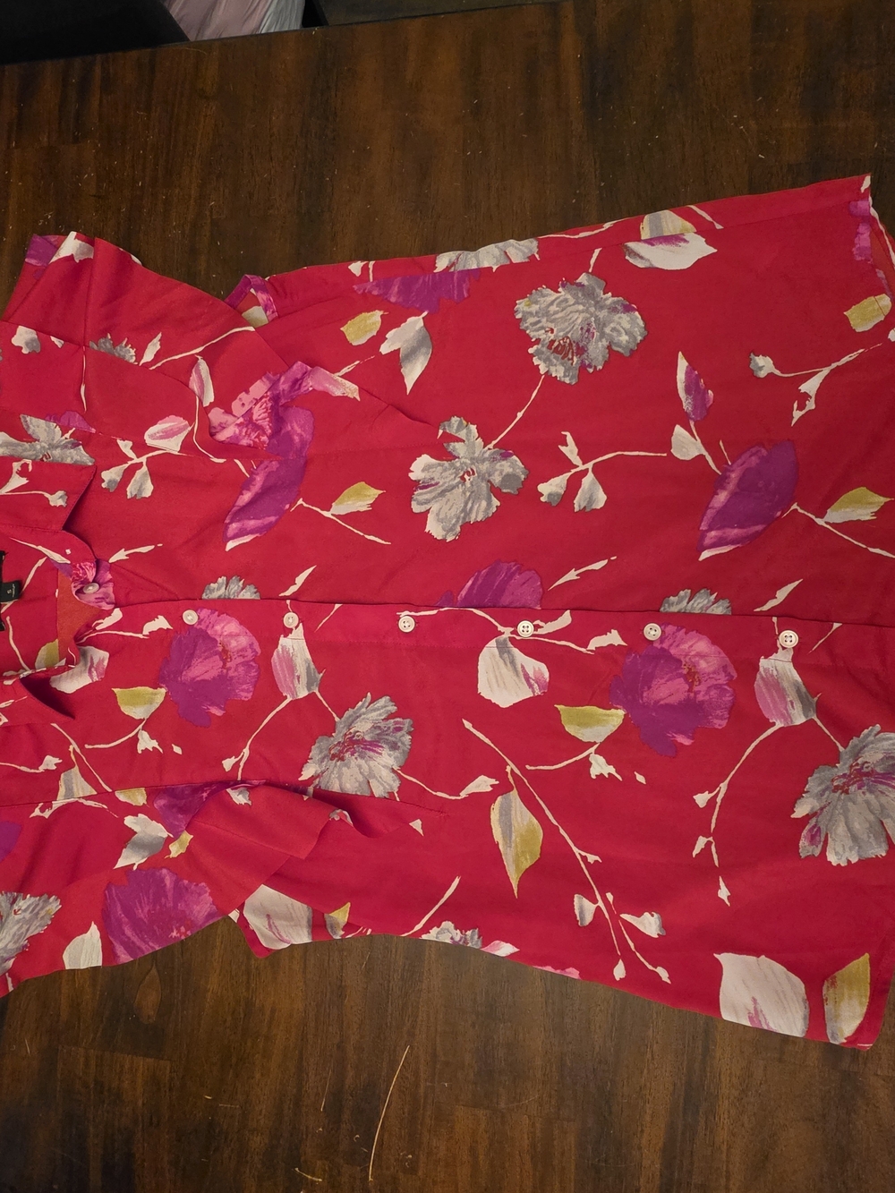 Banana Republic Dillon Shirt Floral Button Down Red Blouse Small